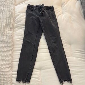 Madewell Black High-Rise Skinny Jeans with Raw Hem
